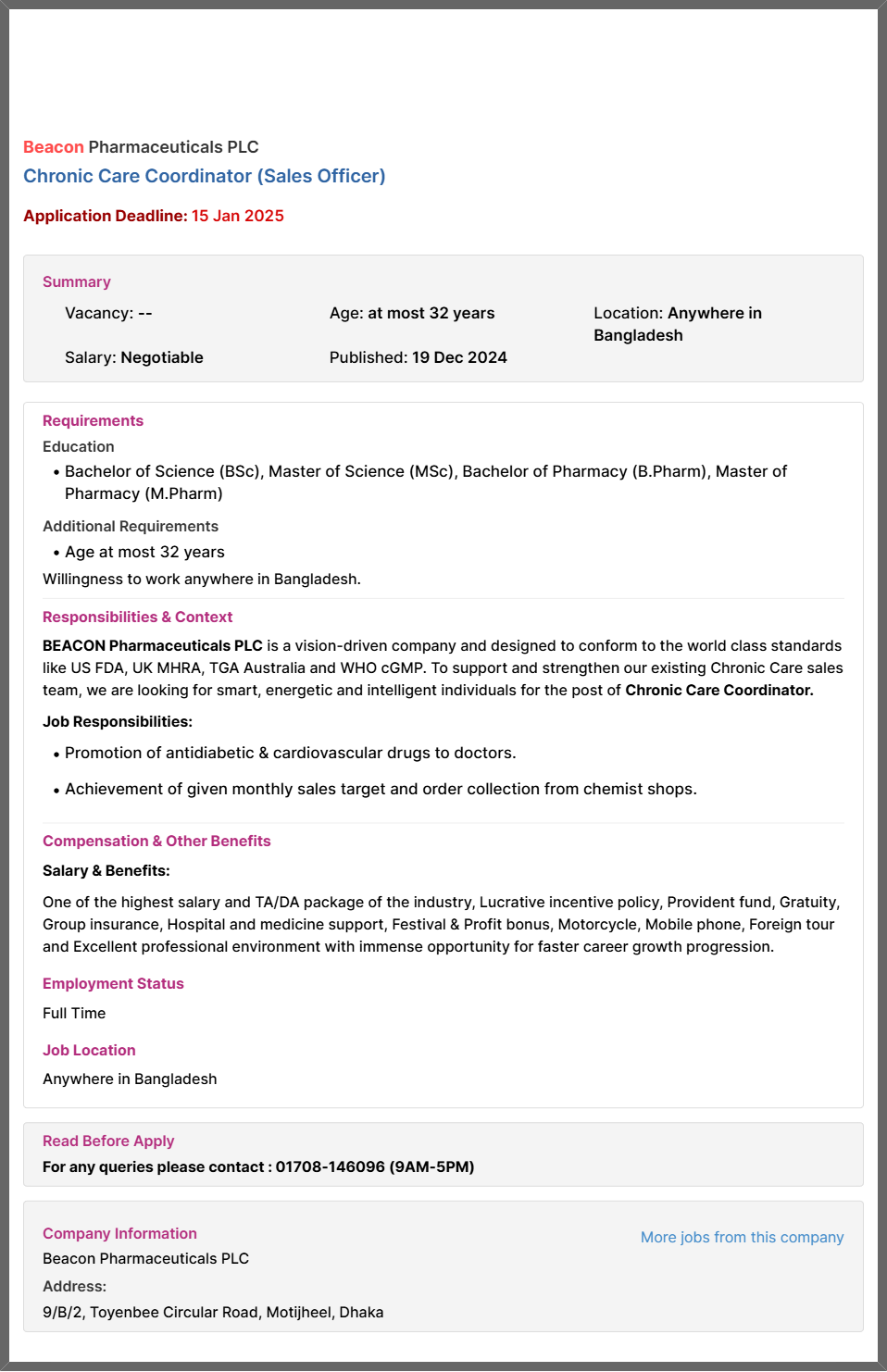 beacon pharma jobs 2025