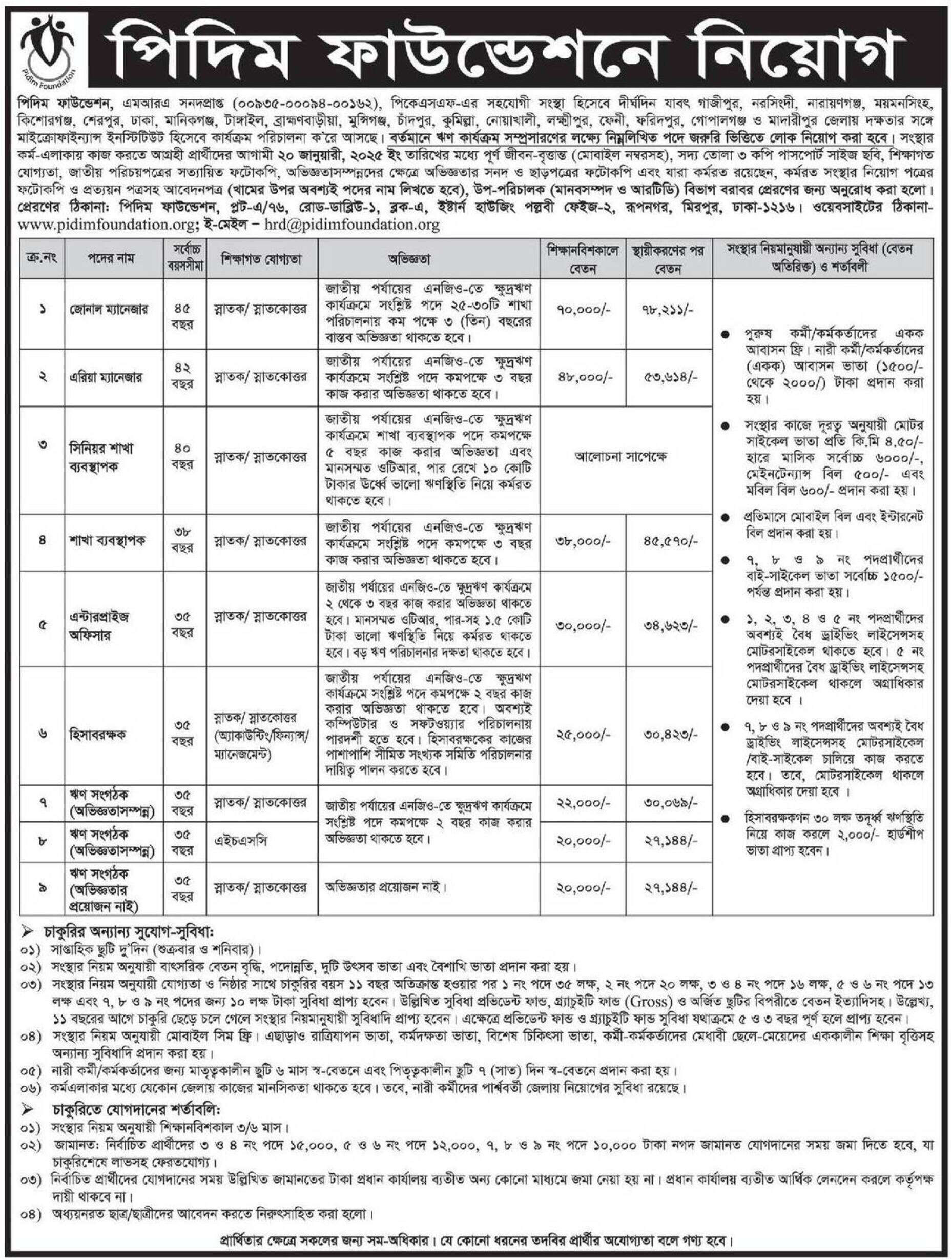 Pidim Foundation NGO job- Apply online process
